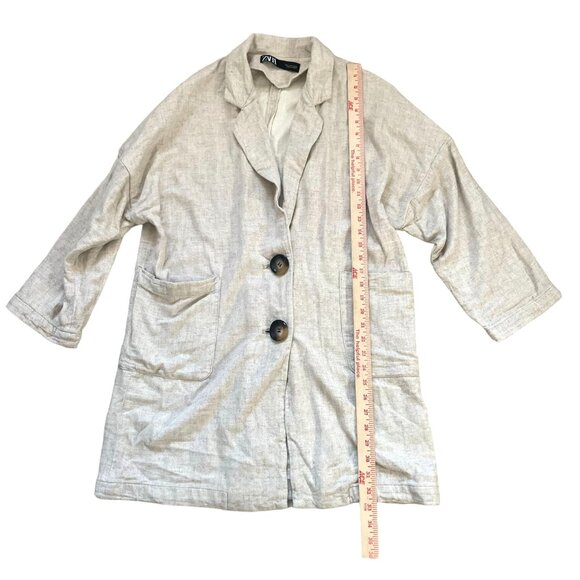 Zara Oversized Linen Blend Button Front Jacket Women's Size Small Cream Work - Picture 2 of 5